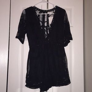 Honey Punch Lacey Black Romper